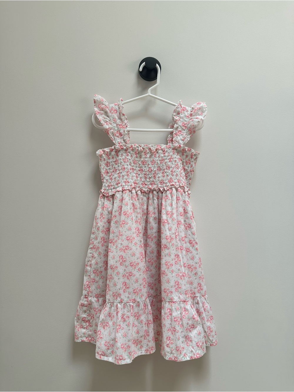 Janie and Jack Pink Floral Smocked, Ruffle Straps Sundress, Girls 6